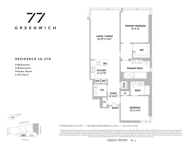 $2,195,000 | 77 Greenwich Street, Unit 24D | Financial District
