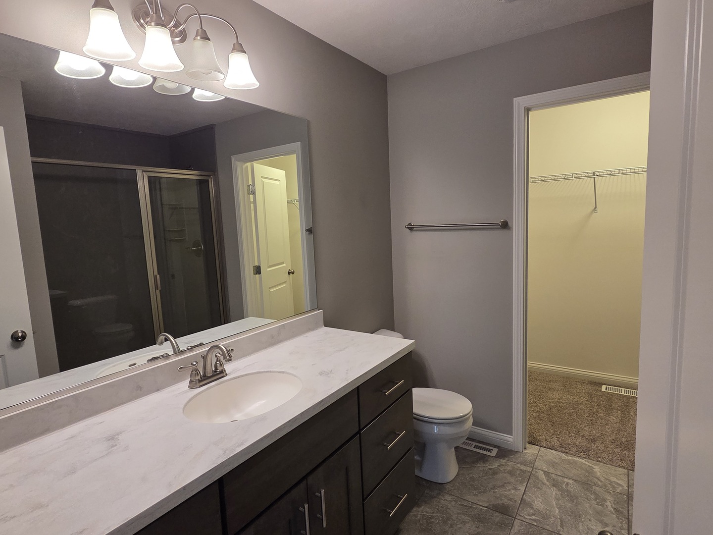 1036 Stags Leap Road Normal, IL 61761 - Photo 19 of 43 a bathroom with a sink a toilet and a mirror