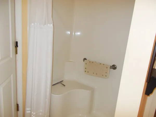 a bathroom with a bathtub