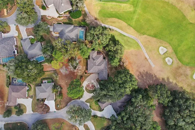 an aerial view of a house
