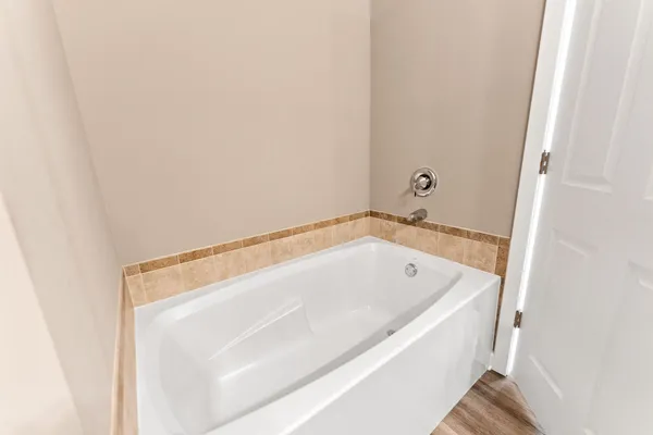 a bathroom with a bathtub