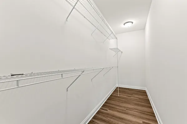 a view of a room with racks on the wall