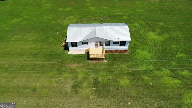 a building with a yard