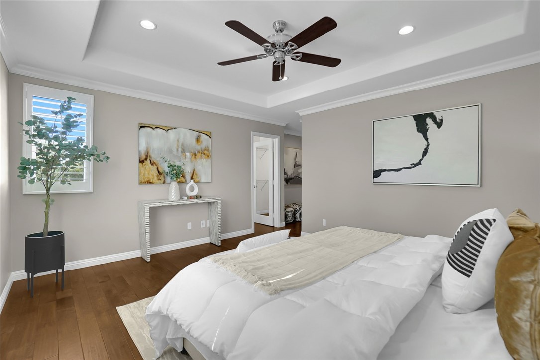 1925 Canopy Lane La Verne, CA 91750 - Photo 16 of 31 a bedroom with a bed and a chandelier