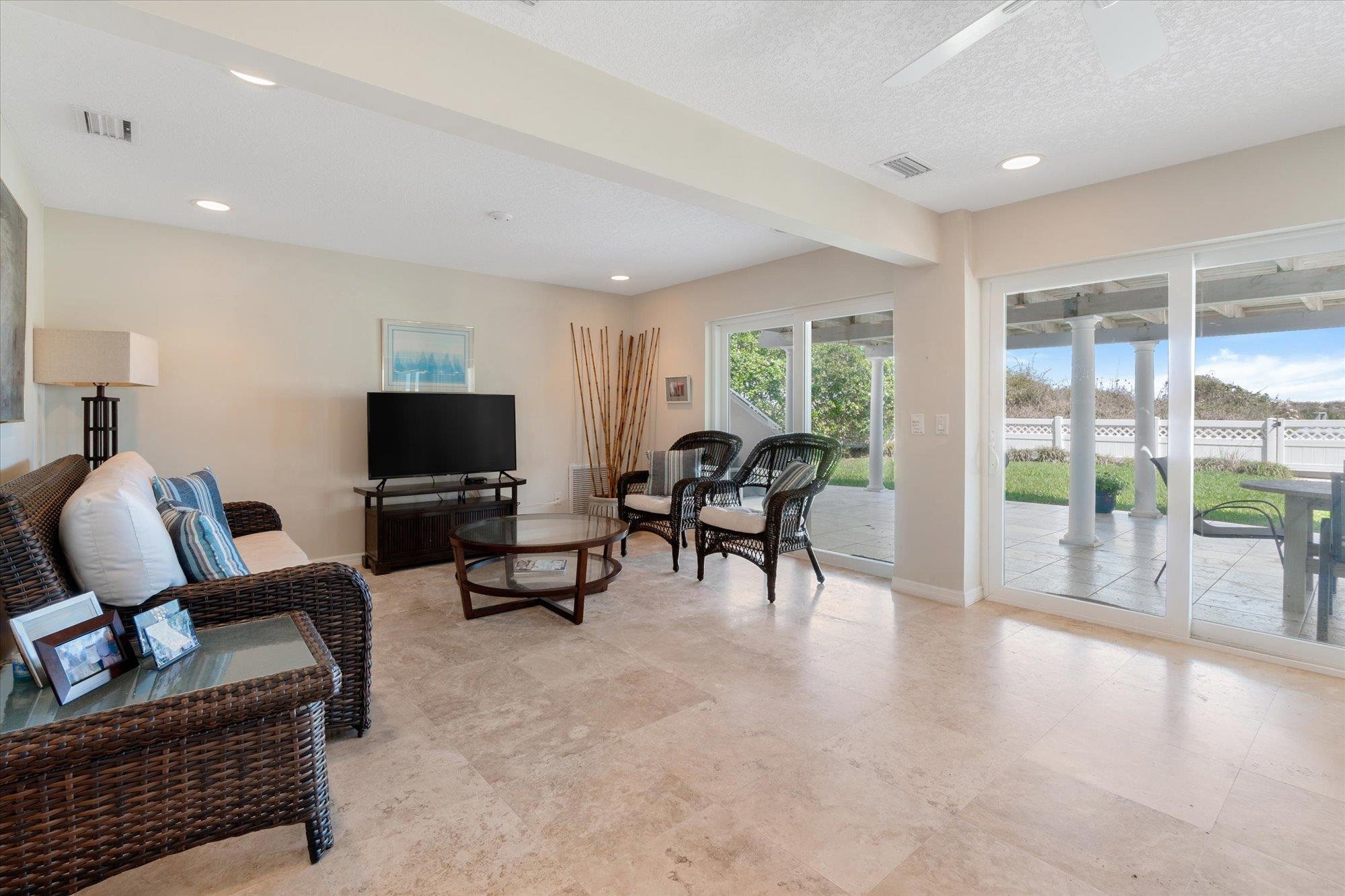 5512 Atlantic View St. Augustine, FL 32080 - Photo 36 of 77 Living area featuring ceiling fan and recessed lighting