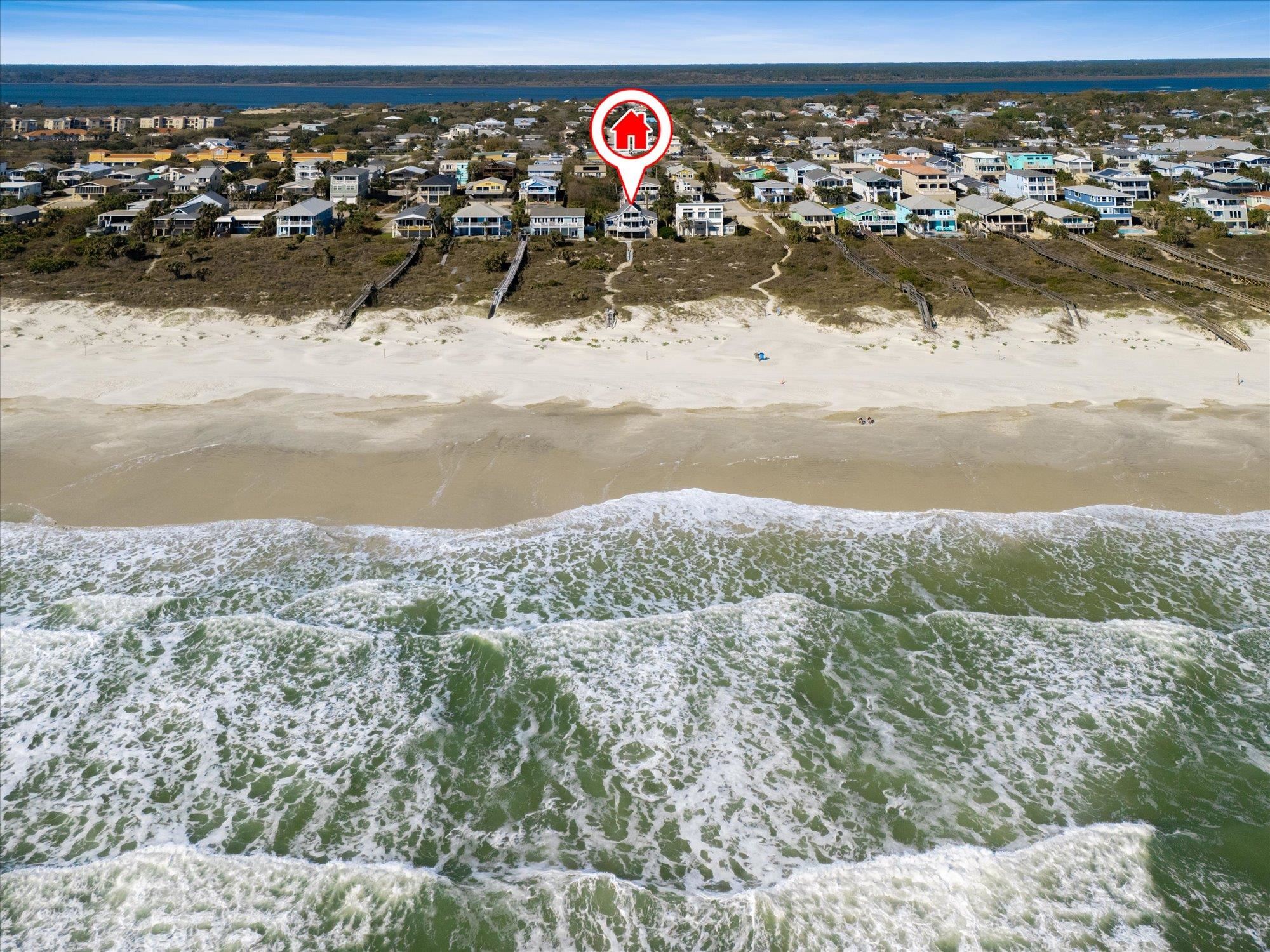 5512 Atlantic View St. Augustine, FL 32080 - Photo 62 of 77 Aerial view of property's location featuring waterfront with a beach and nearby suburban area