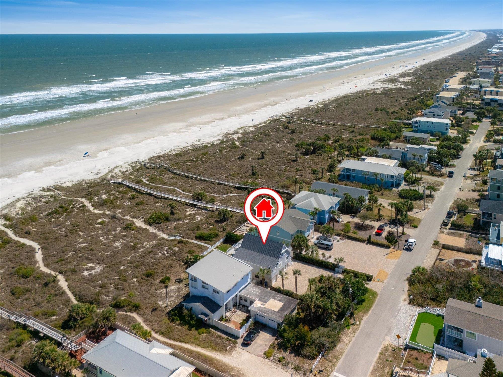 5512 Atlantic View St. Augustine, FL 32080 - Photo 66 of 77 Aerial view of property and surrounding area with expansive coastline and nearby suburban area