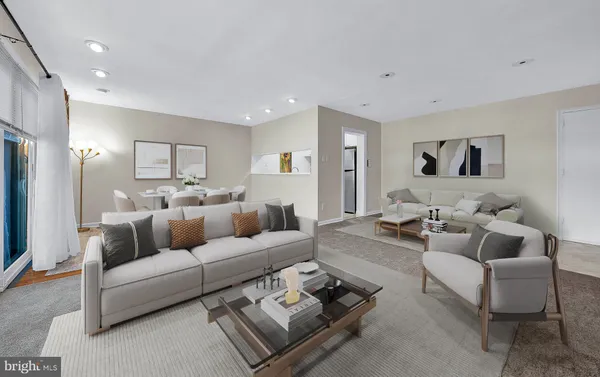a living room with furniture