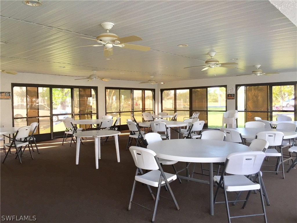 26485 Rampart Boulevard, Unit E3 Punta Gorda, FL 33983 - Photo 20 of 22 a dining room with lots of tables and chairs