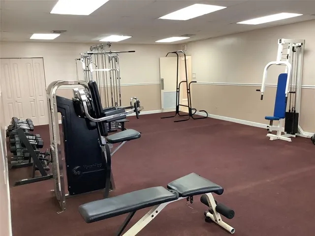 a room with gym equipment