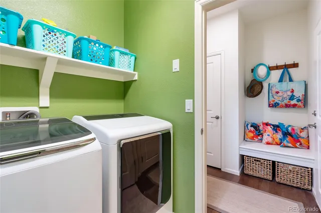 a utility room with dryer and washer