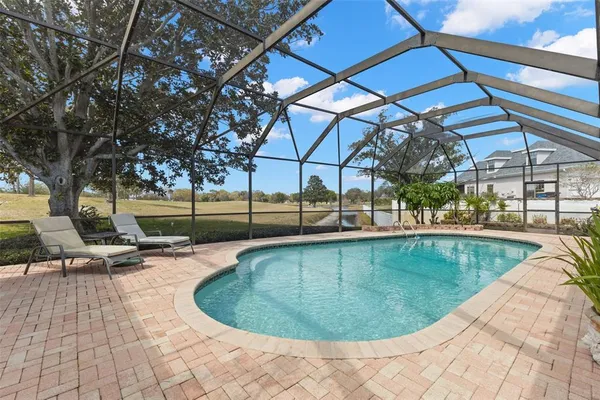 a view of outdoor space with trees all around