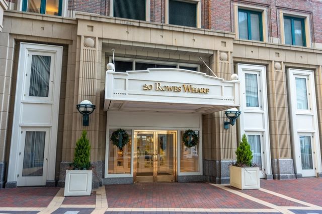 a view of a building with a door