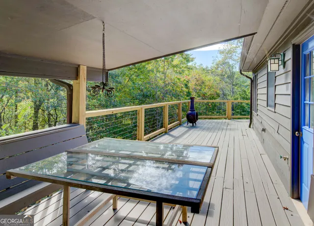 a view of porch with seating space