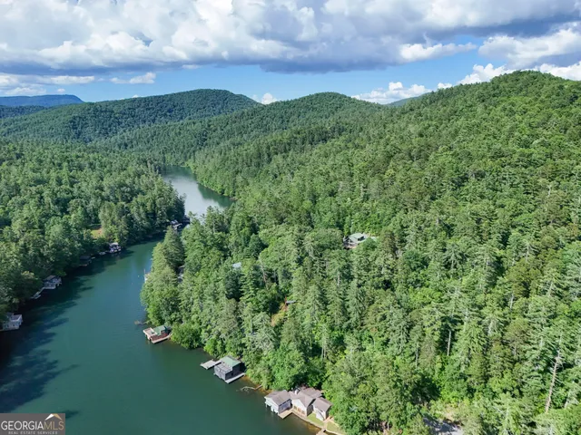 a view of a lake with a mountain