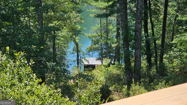 a wooden bench sitting in the middle of a river