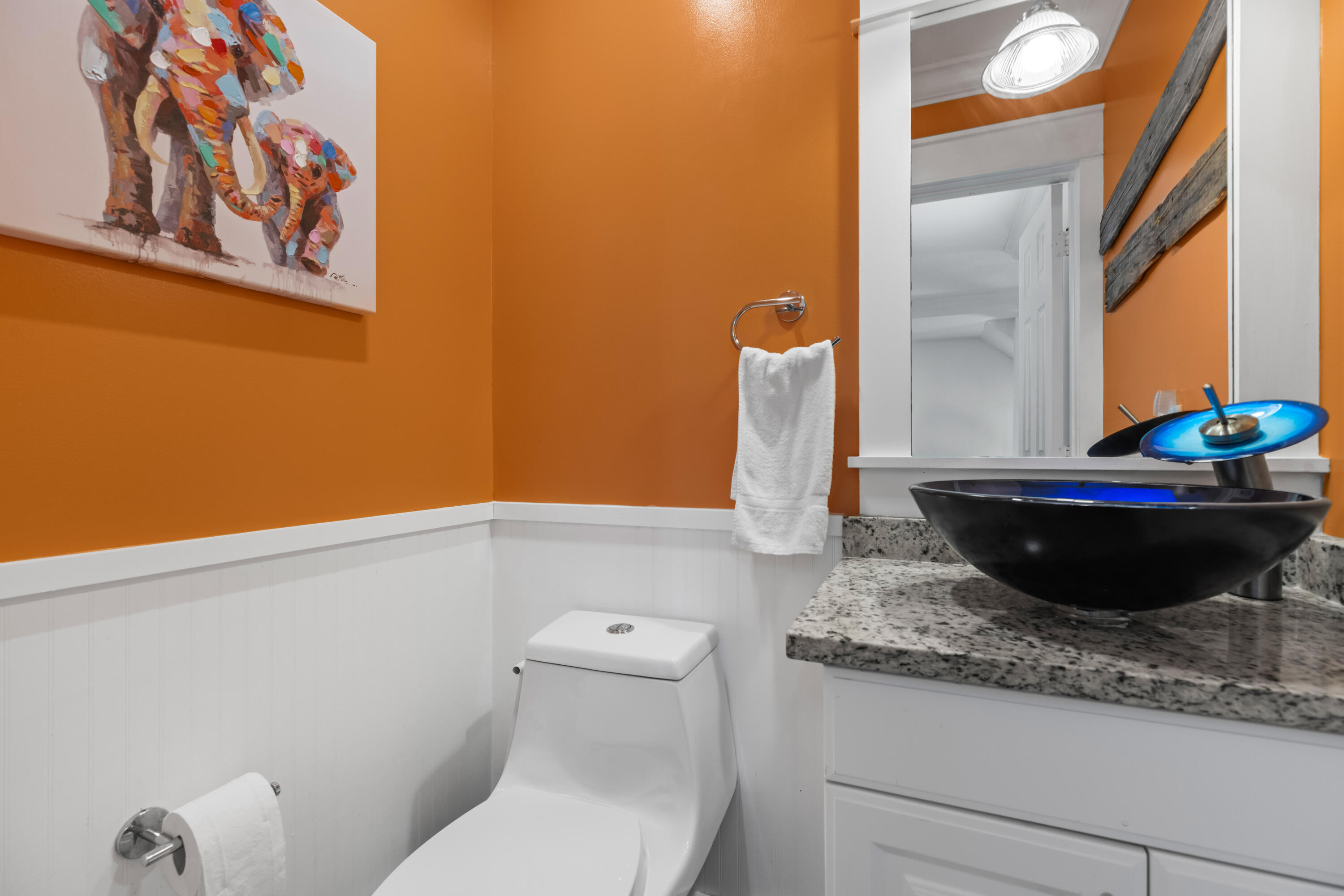 22 Moreno Point Road, Unit 3 Destin, FL 32541 - Photo 24 of 43 a bathroom with a granite countertop sink and a mirror