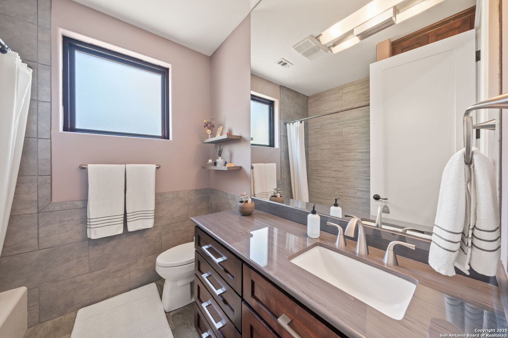 172 Bluff Street Dripping Springs, TX 78620 - Photo 20 of 39 a bathroom with a double vanity sink mirror and toilet