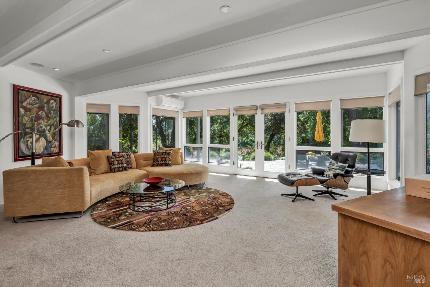511 Kortum Canyon Road Calistoga, CA 94515 - Photo 28 of 87 Downstairs Family Room with doors leading to the patio.