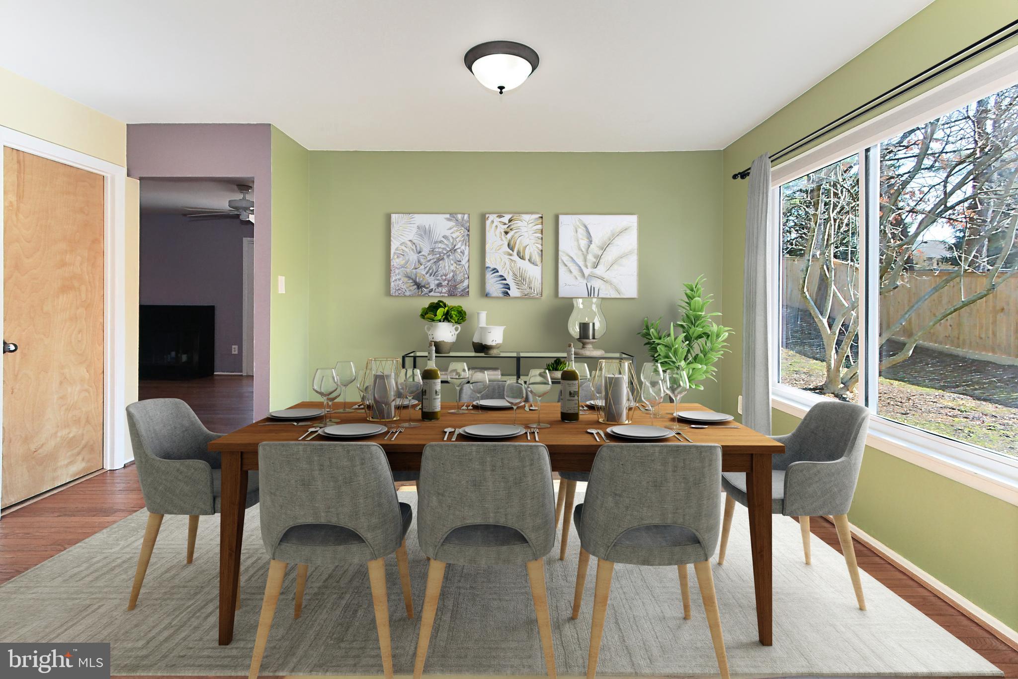 Dinning Room with Hardwood Floor; Virtually Staged