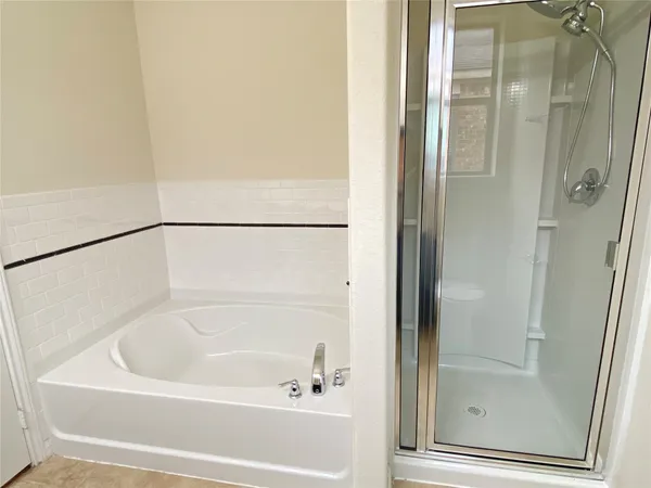 a bathroom with a bathtub
