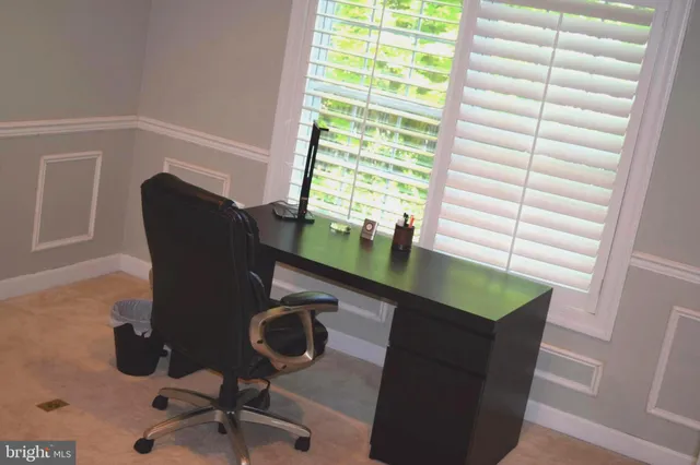 a work room with windows