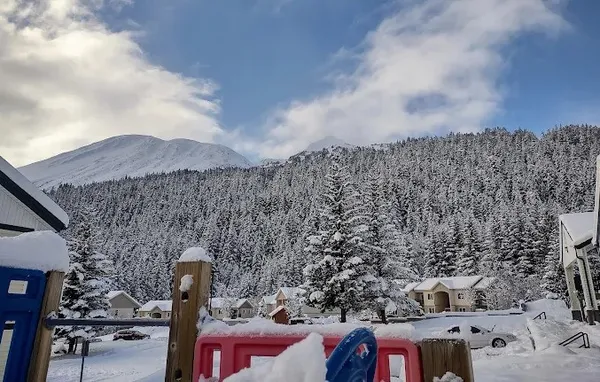 a view of a street with houses