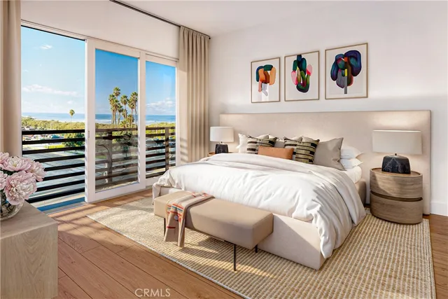 a bedroom with a bed and furniture