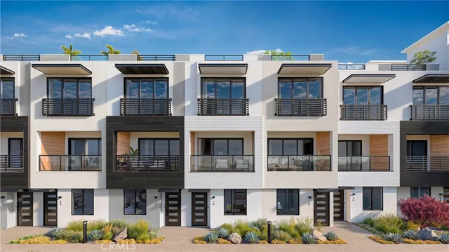 a front view of a multi story building