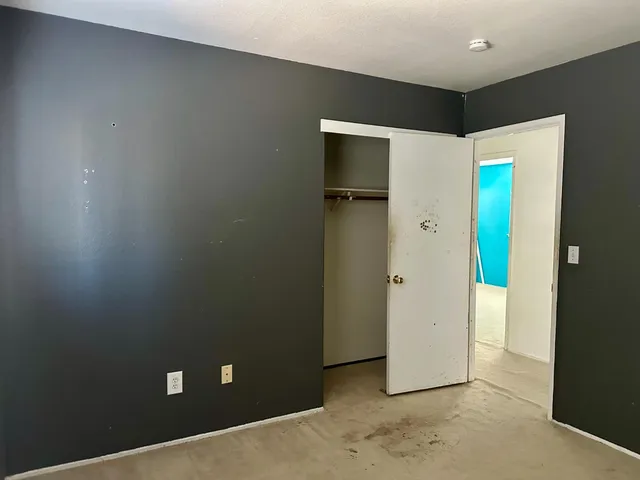 a view of a livingroom with an empty space and closet