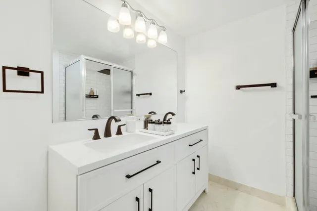 a bathroom with a shower