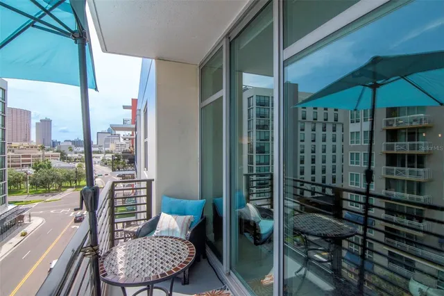 a city view from a balcony