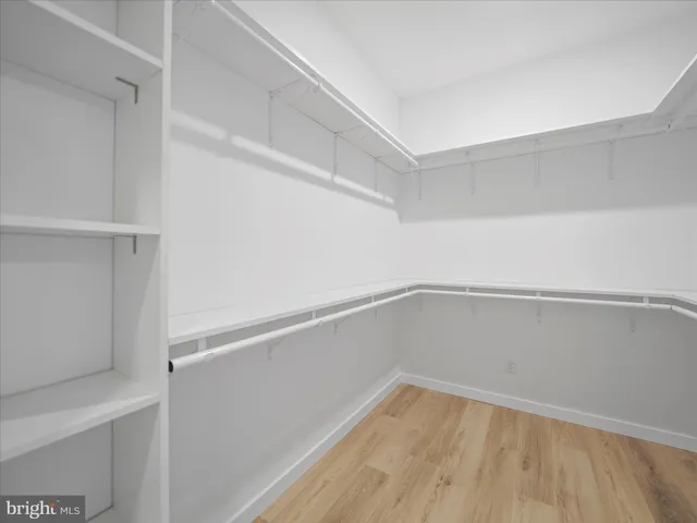 a view of an empty walk in closet