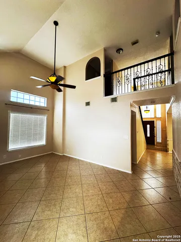 a view of a hallway with front door