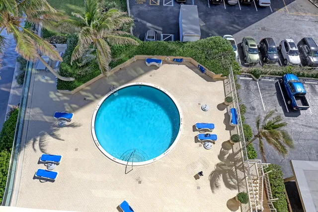 a view of a swimming pool and outdoor space