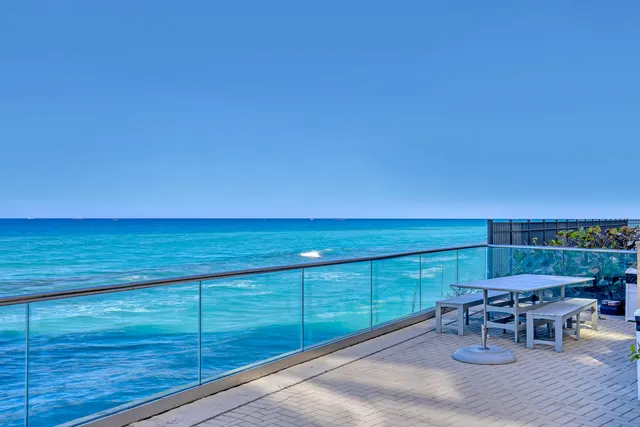 a view of a balcony with an outdoor space