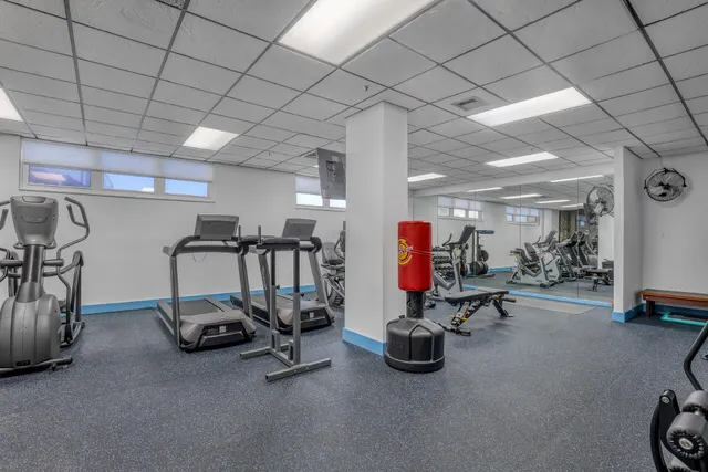 a room with gym equipment