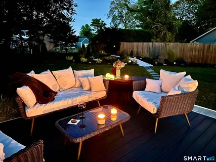 a outdoor view with a sitting space