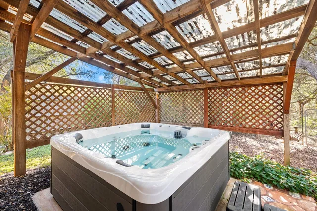 a view of jacuzzi with a couch