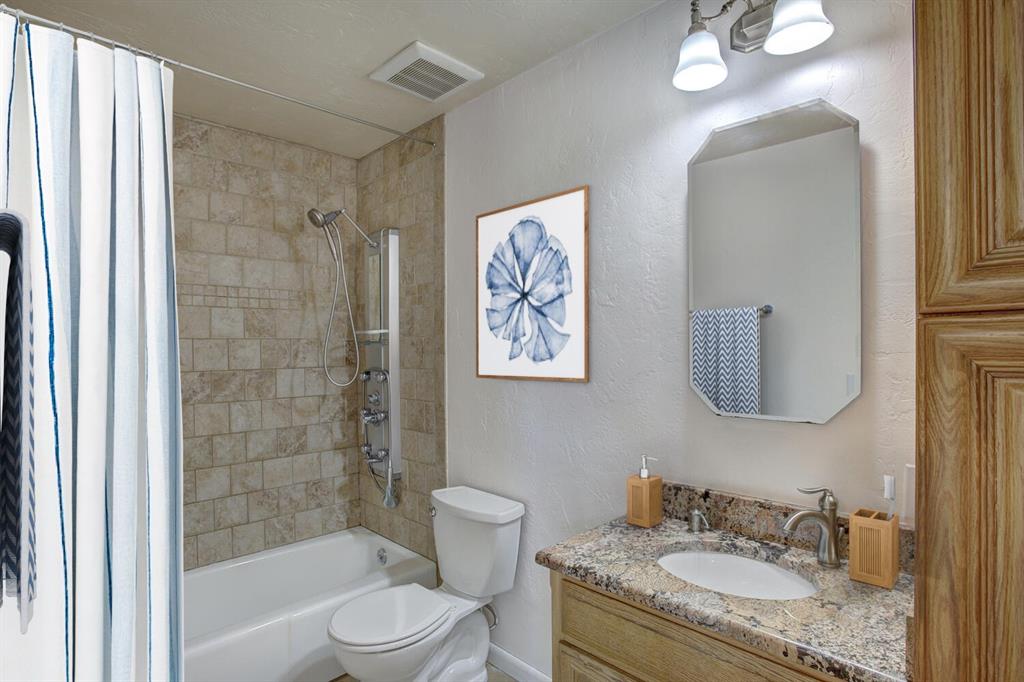 347 Deer Path Road Dillon, CO 80435 - Photo 23 of 26 a bathroom with a granite countertop sink toilet and shower
