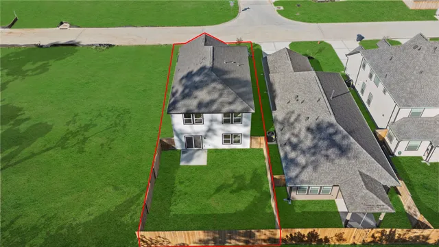 an aerial view of a house