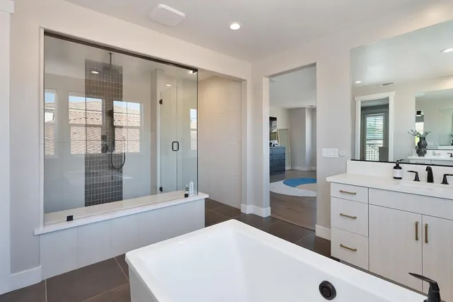 a view of a swimming pool with a patio