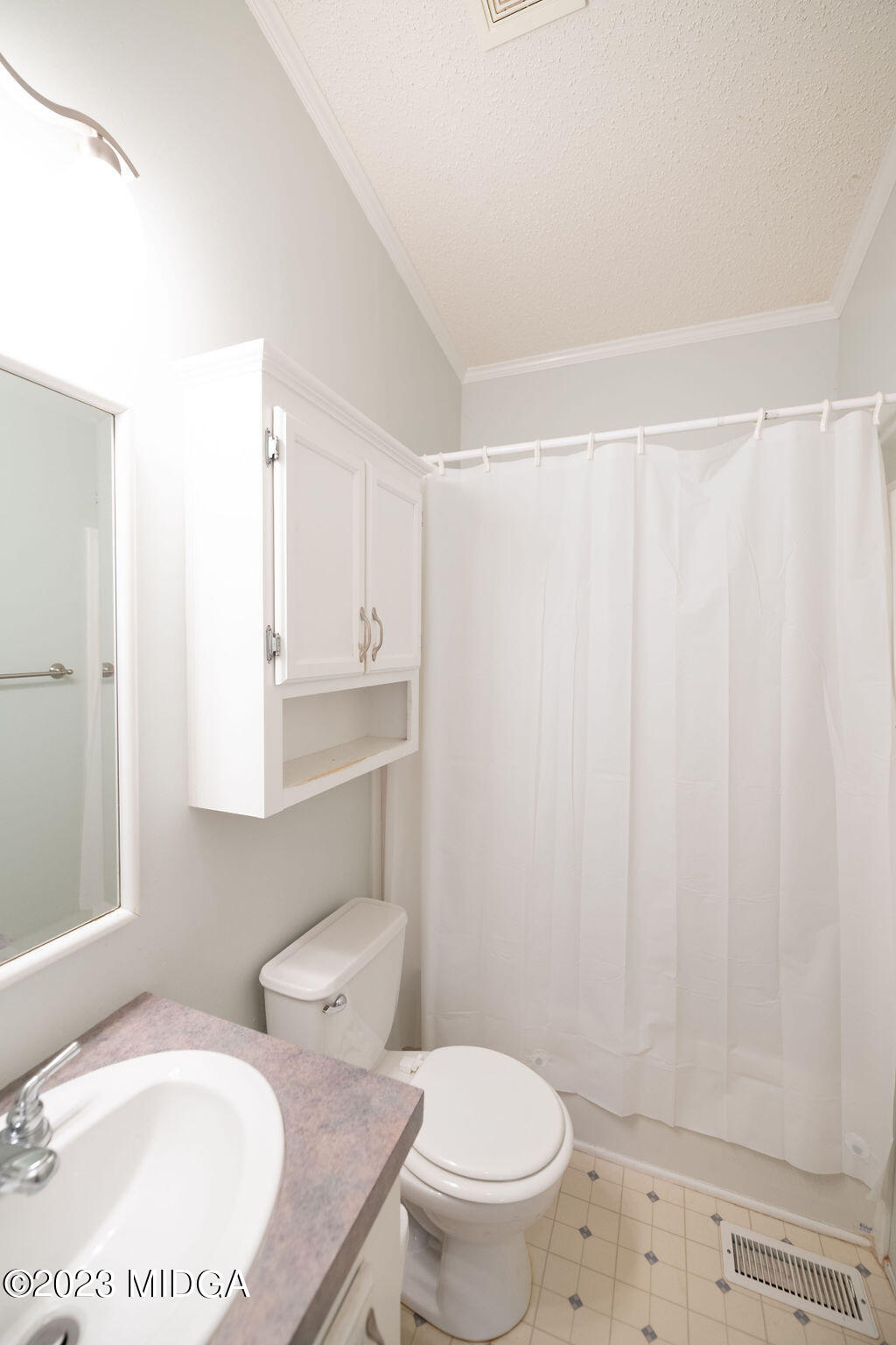 5933 Moseley Dixon Road Macon, GA 31220 - Photo 17 of 38 a bathroom with a toilet a sink and curtain