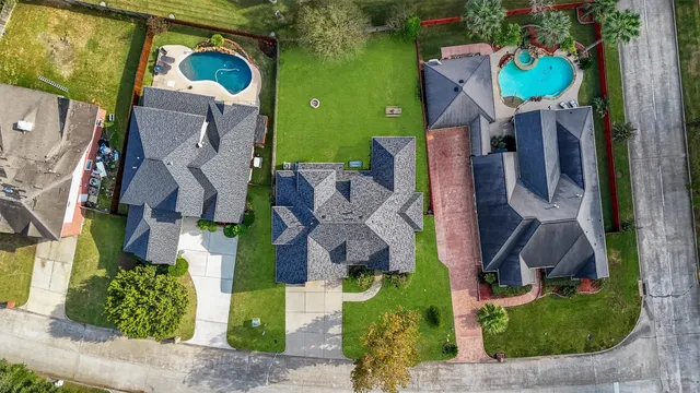 an aerial view of multiple house