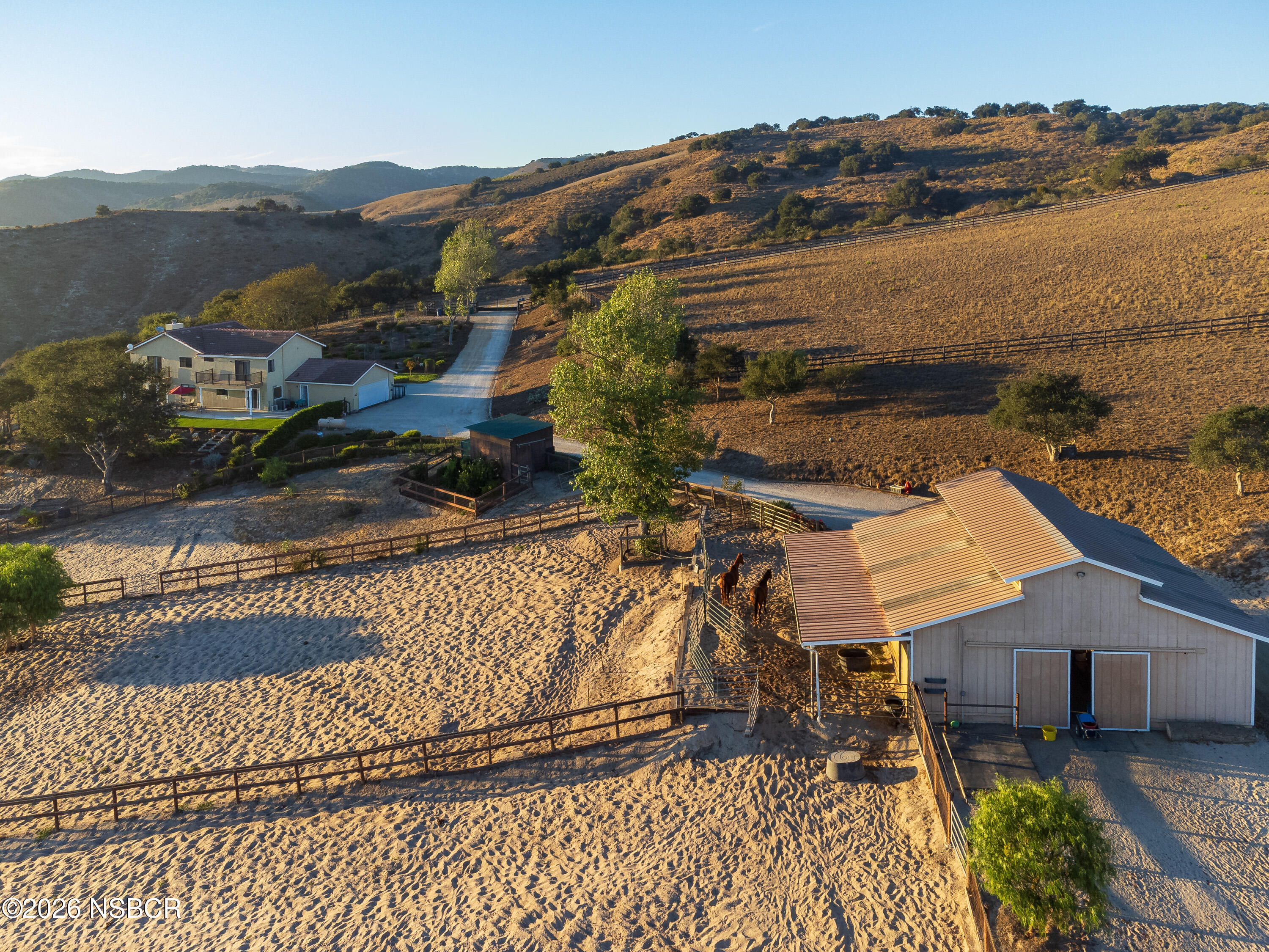 1799 Cougar Ridge Road Buellton, CA 93427 - Photo 41 of 56 Aerial View - Barn and Paddocks