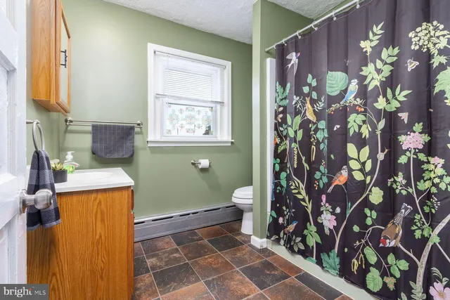 a bathroom with a bathtub