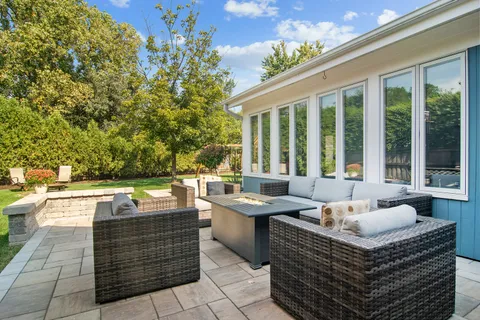 a outdoor space with sitting space