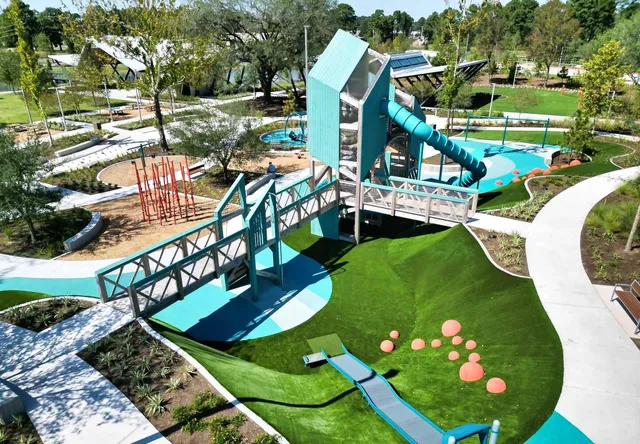 an aerial view of a house