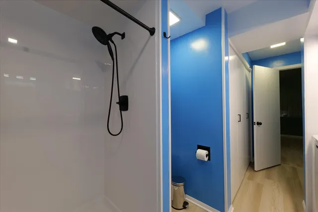 a bathroom with a shower
