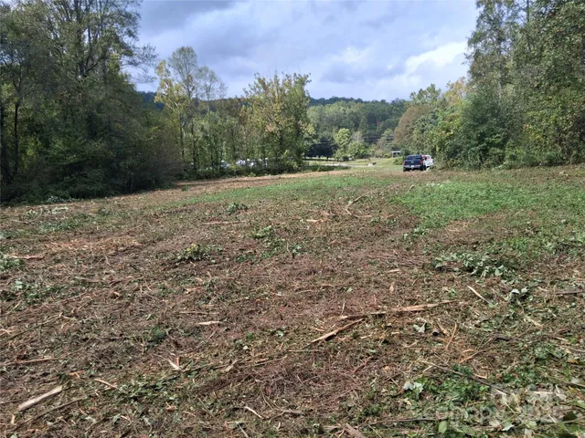 a view of outdoor space with trees all around